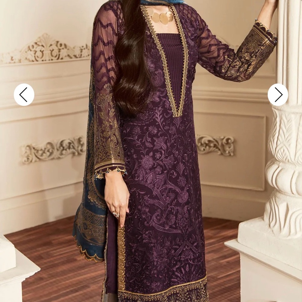 Elegant Purple Embroidered Wedding Dress
